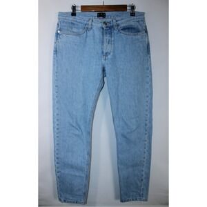 Asket Men's 31x32 (Fits like 34) Light Blue Straight Leg The Washed Denim Jeans